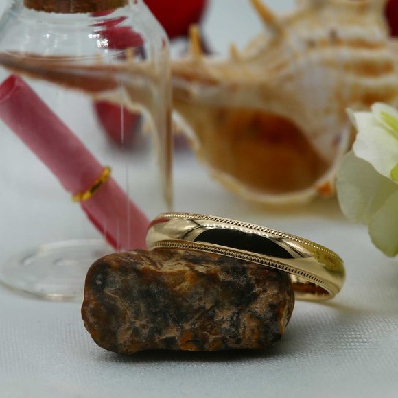 10 K Gold wedding Band 4mm , white gold, yellow gold,rose gold, Tiffany Milgrain - Picture 4 of 4